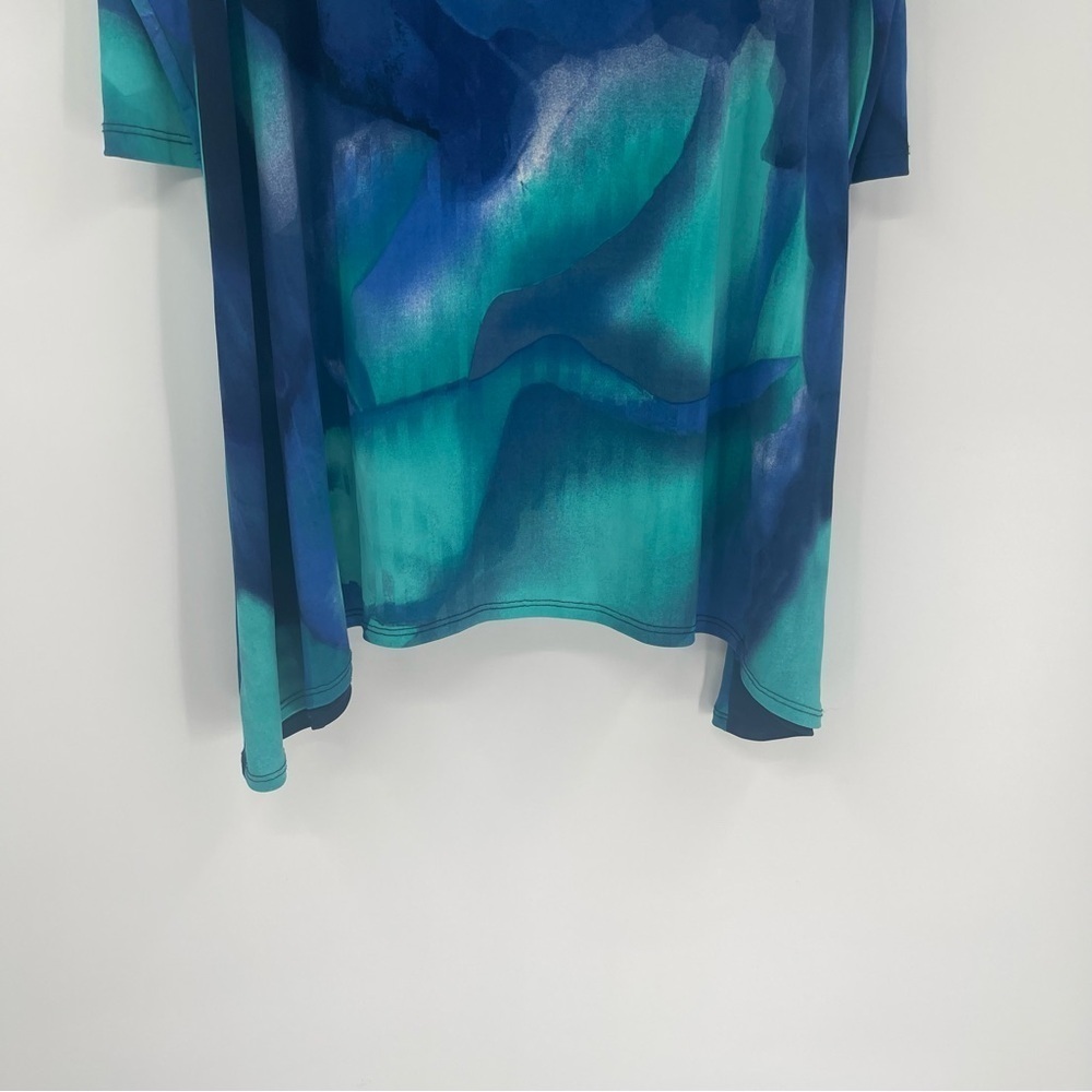 Clara Sun Woo Tie Dye Asymmetric Hem Blouse Blue Green Size Small Tunic - Picture 3 of 9